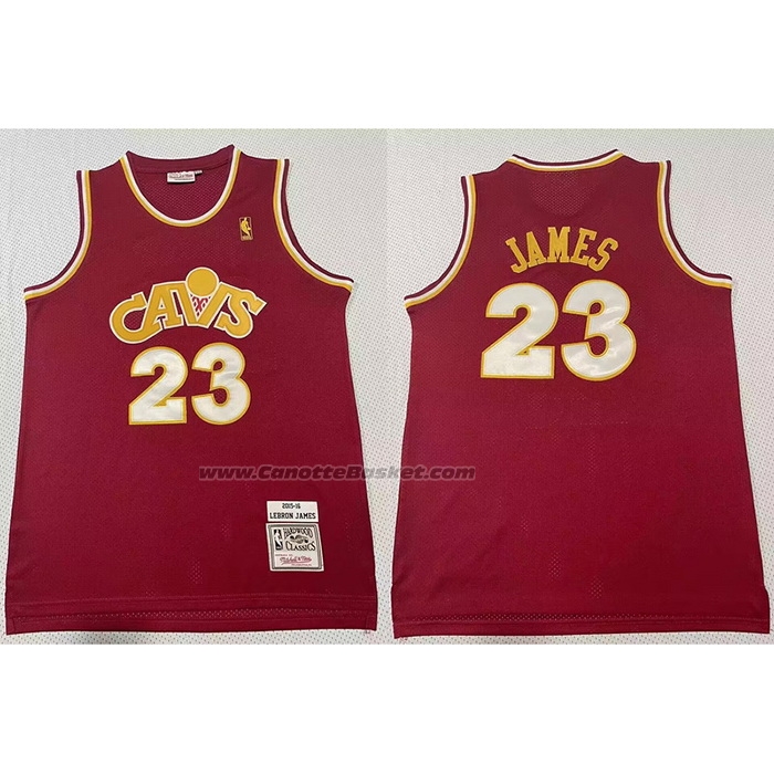 Maglia Cleveland Cavaliers LeBron James #23 Mitchell & Ness 2015-16 Rosso